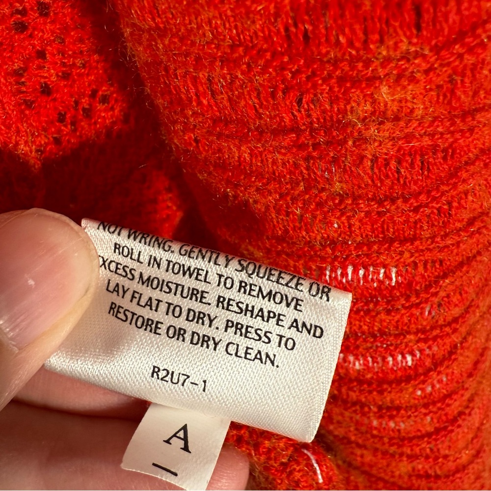 Eileen Fisher Orange Organic Cashmere Cotton Open Cardigan Pointelle S - Picture 8 of 11